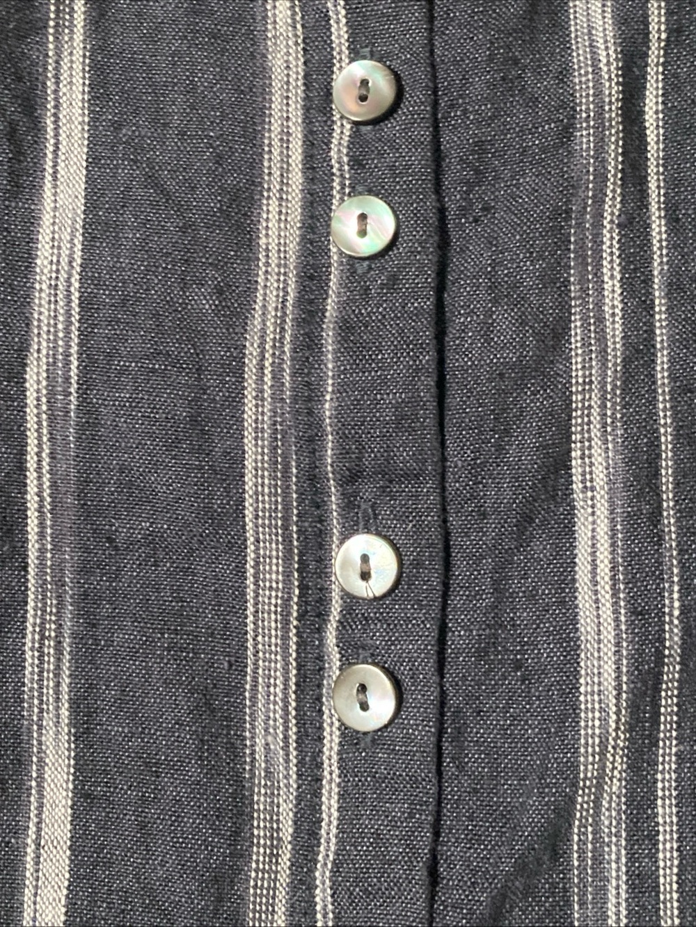 Garnet Hill Navy and White Stripe Button-Front linen A-Line Skirt size 8 - Picture 4 of 6